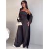 European and American Women clothes 2025 Summer New Casual Tube Top Vest Robe cardigan Wide Leg Pants Three-Piece Set