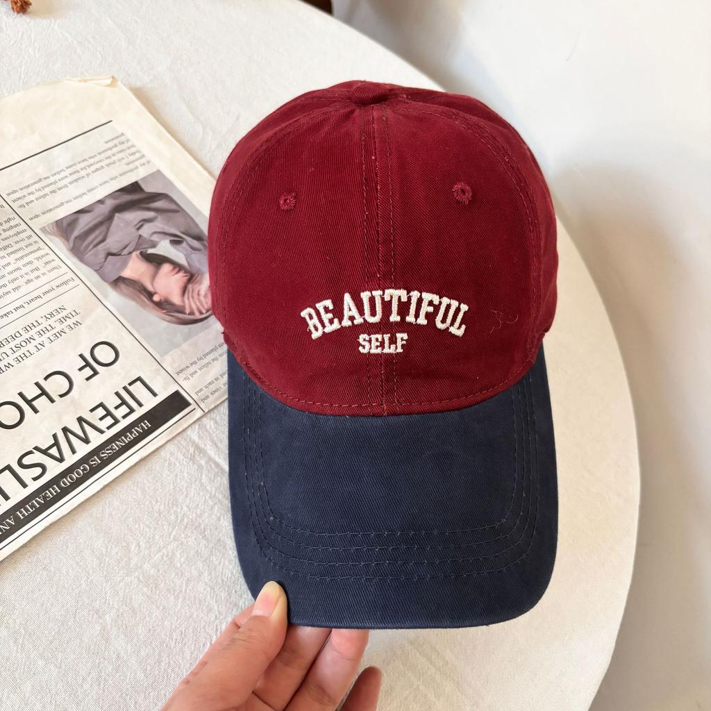 New Japanese Retro Splicing Baseball Hat for Women Outdoor Casual Versatile Student Letter Embroidered Sun Protection Baseball Cap