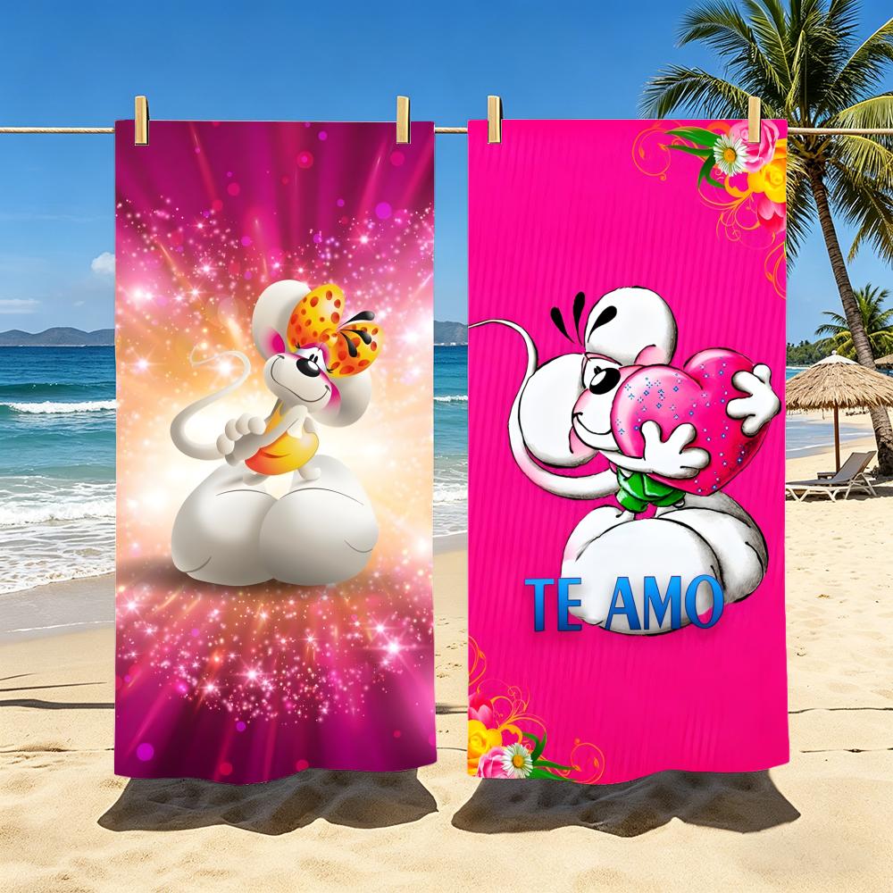 Jmg Household Supplies D-Diddl Mouse Towel Polyester Beach Towel Quick Dry Sand Free Bath Towel For Summer Pool Travel Vacation