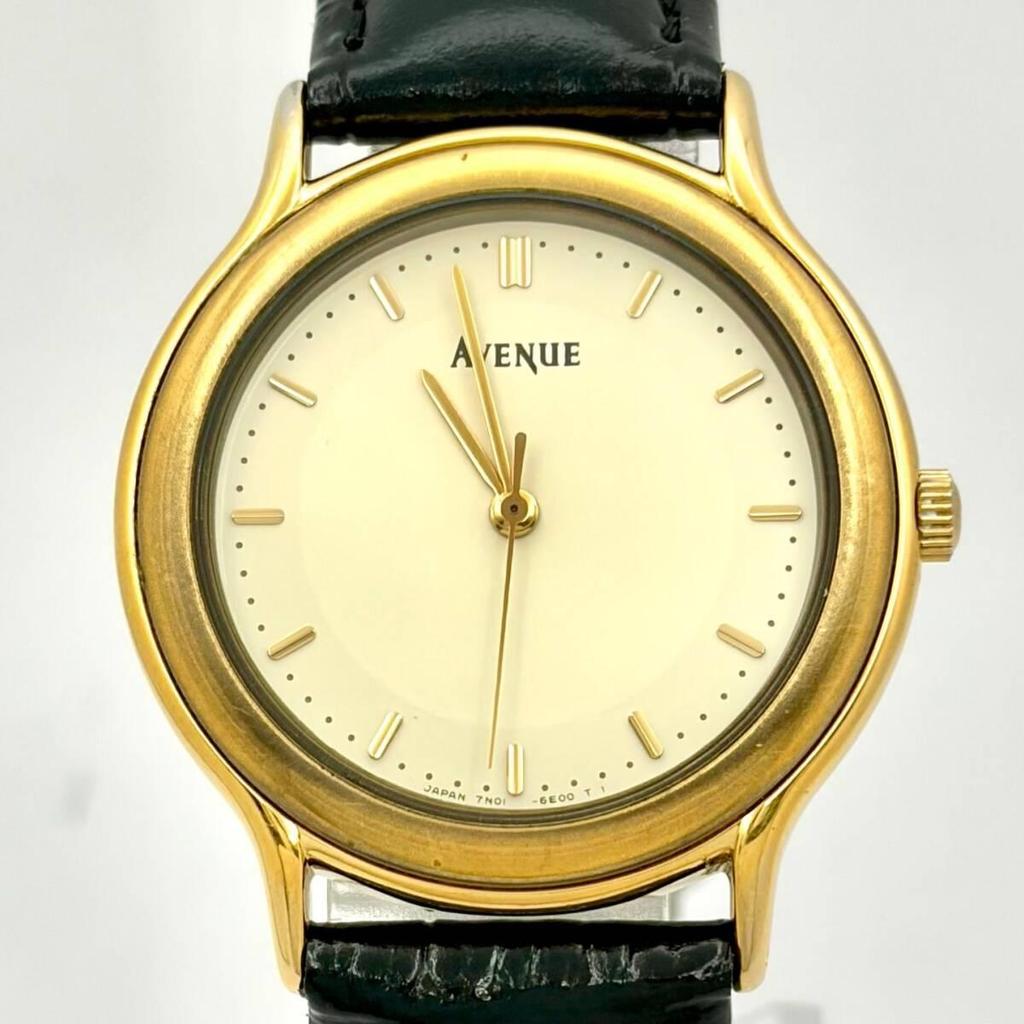 Used [New Battery] SEIKO AVENUE Men's Watch Gold 7N01-6D70 1N5613 New Belt