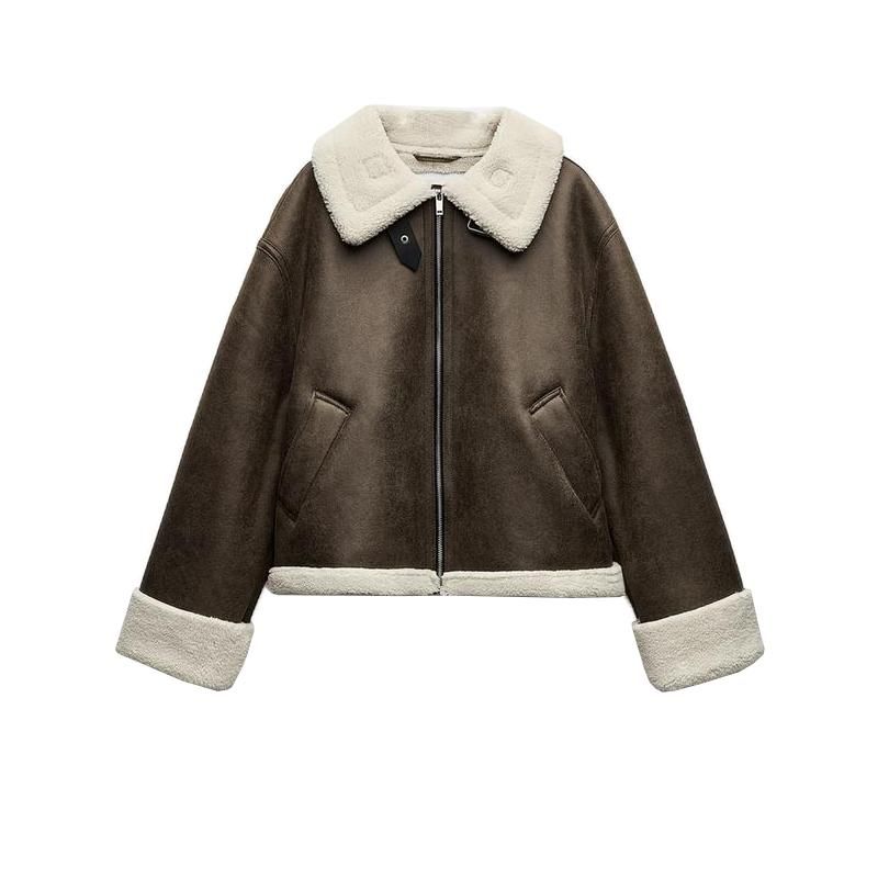 Fall and Winter New Women's Clothing French Retro Lapels Long Sleeves Fur Integrated Short Jacket 5854226