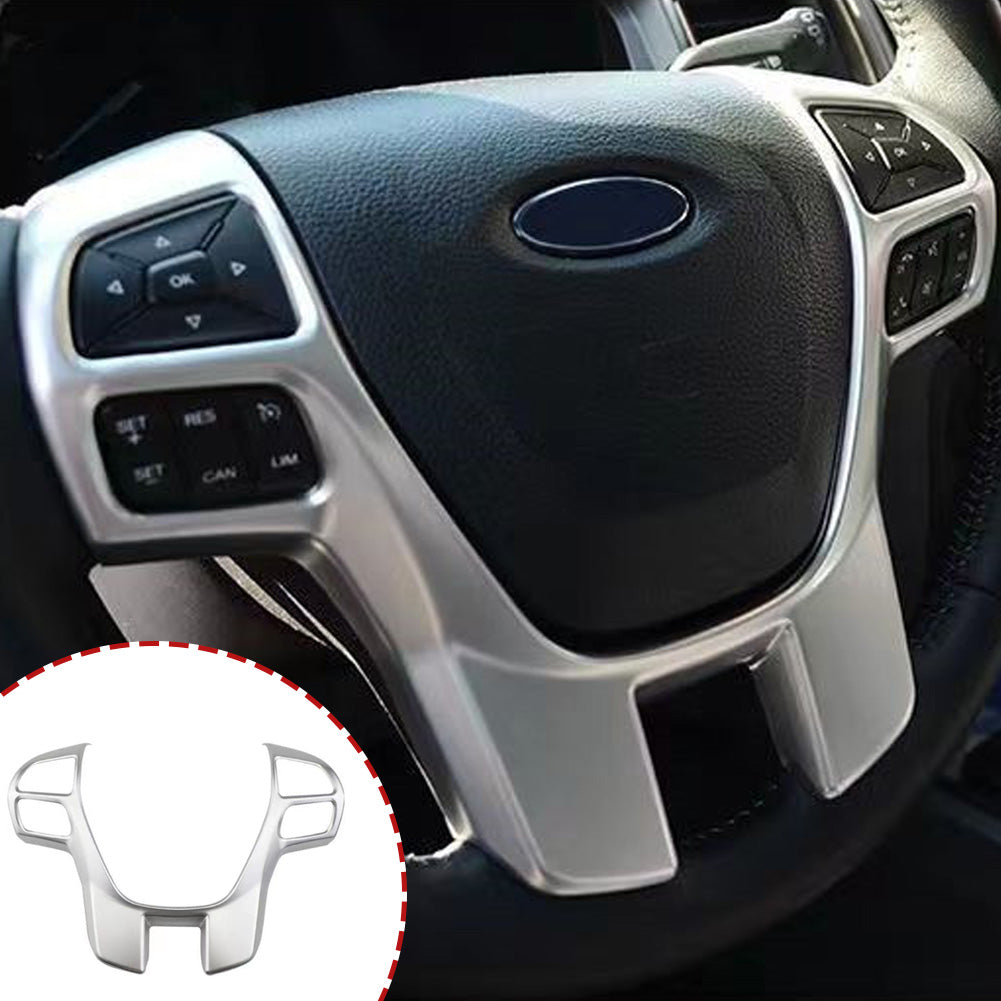For Ford Everest Ranger 2015+ Carbon Fiber Car Steering Wheel Panel Cover Trim Sticker Decoration Frame Car Interior Accessories