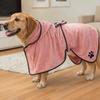 Fixed Waist Belt Dog Bathrobe High Absorbency Dog Bath Towels  for Cleaning Grooming