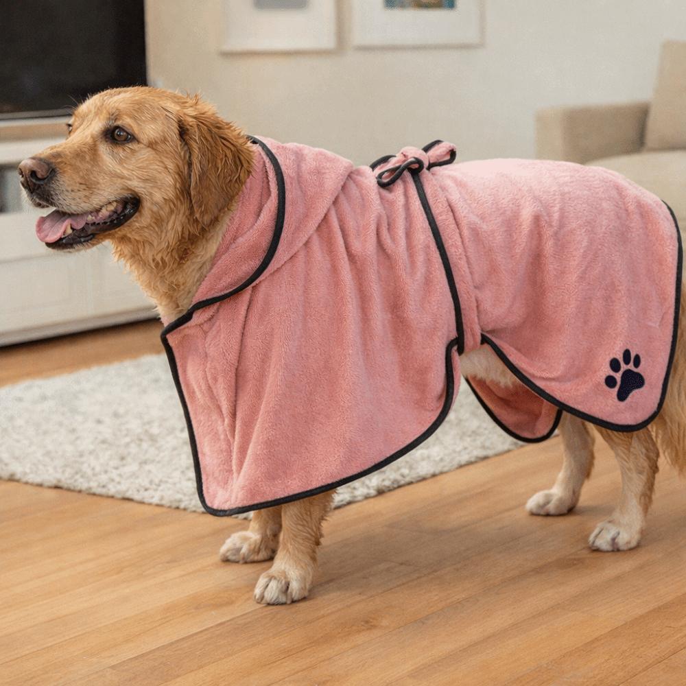 Fixed Waist Belt Dog Bathrobe High Absorbency Dog Bath Towels  for Cleaning Grooming