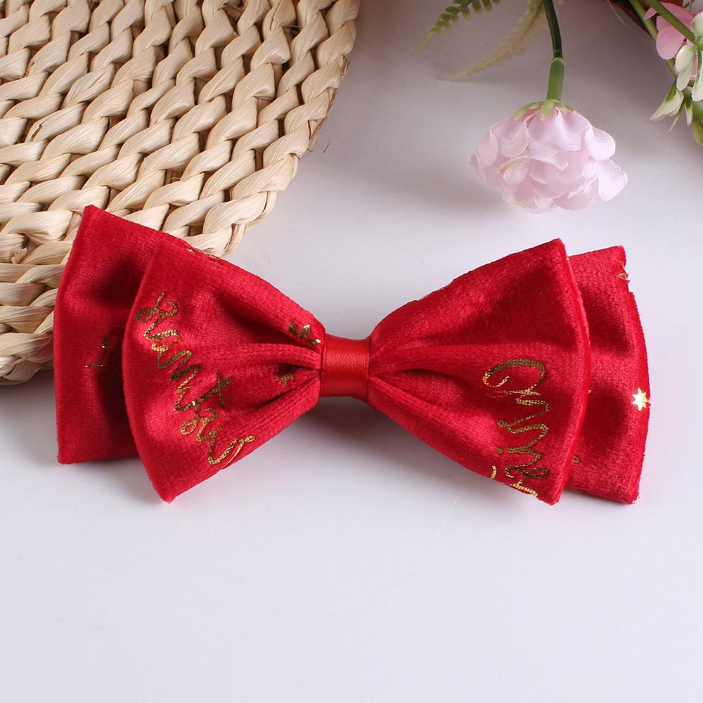 Women Bowknot Hairpin Christmas Party Styling Hairs Accessories Gold Stamping Pattern Cute Girls Hairpin Bangs Braid Hair Clip