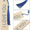 Blank Wooden Bookmarks for Crafts and Gift Tags - DIY Wood Craft Bookmark Set with Colorful Tassels, Multipurpose Hang Tags