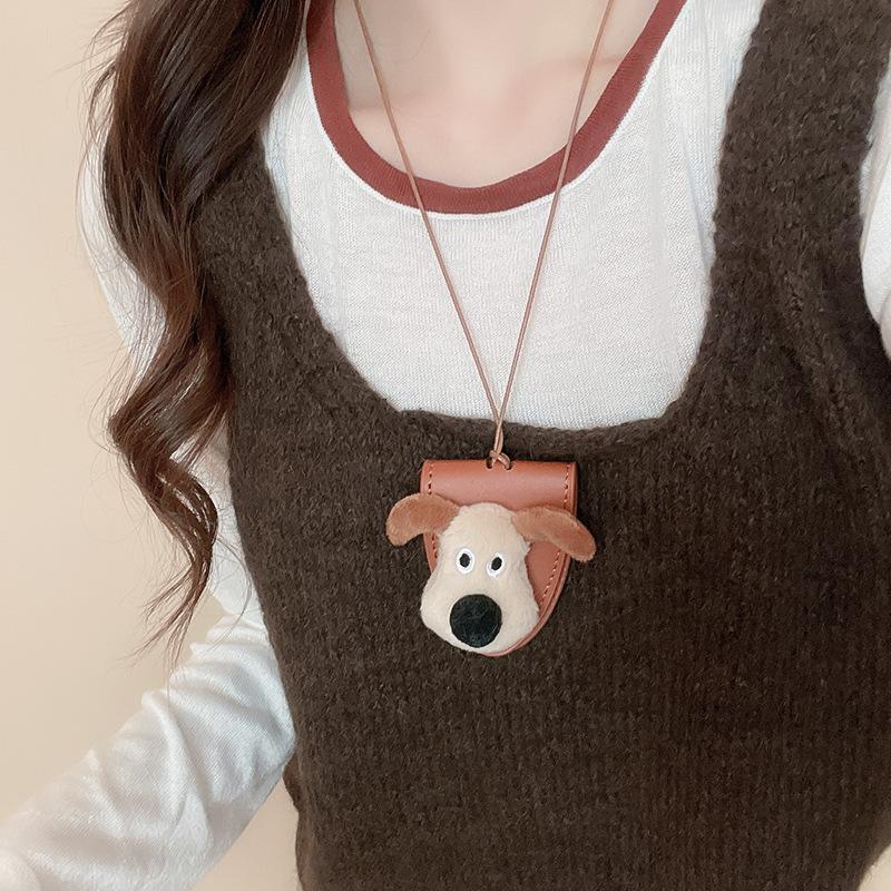 Autumn and winter retro coffee color tiger's eye stone pearl necklace temperament collarbone chain Maillard necklace women