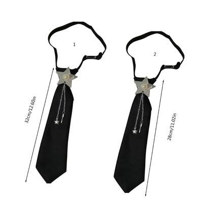 Estilo Japonês Feminino Masculino Ajustável Pré-Amarrada Pequena Gravata Punk Corrente de Metal Franjas Estrela Joia Gravata de Pescoço Acessório de Pescoço