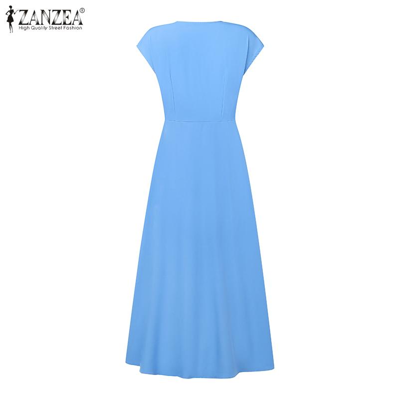 ZANZEA Women Summer Casual V-Neck Sleeveless Slim Dress