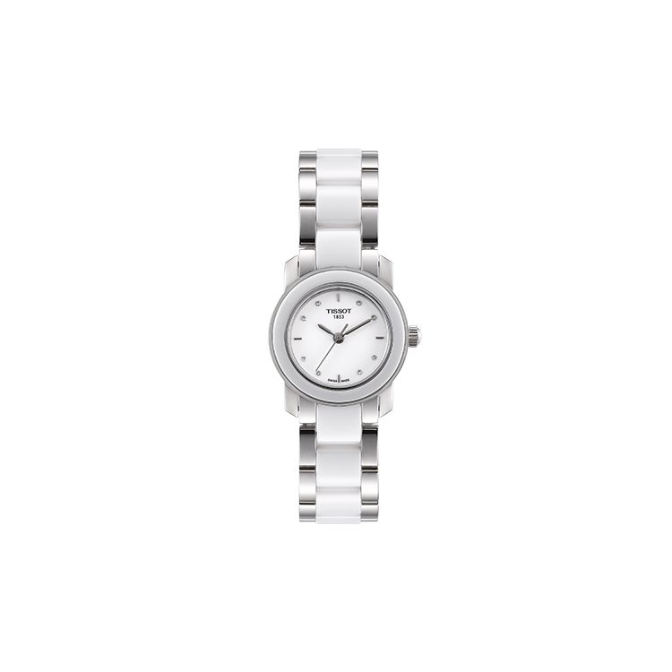Tissot Women's White Porcelain Art Series Quartz Movement 30M Water Resistant Watch 28Mm Dial Ceramic Case Stainless Steel Bracelet T064.210.22.016.00