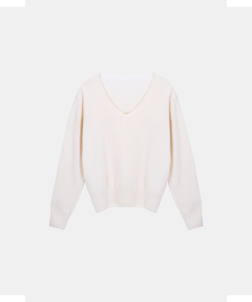 POETSEOUL Sign V-Neck Knit_Ivory
