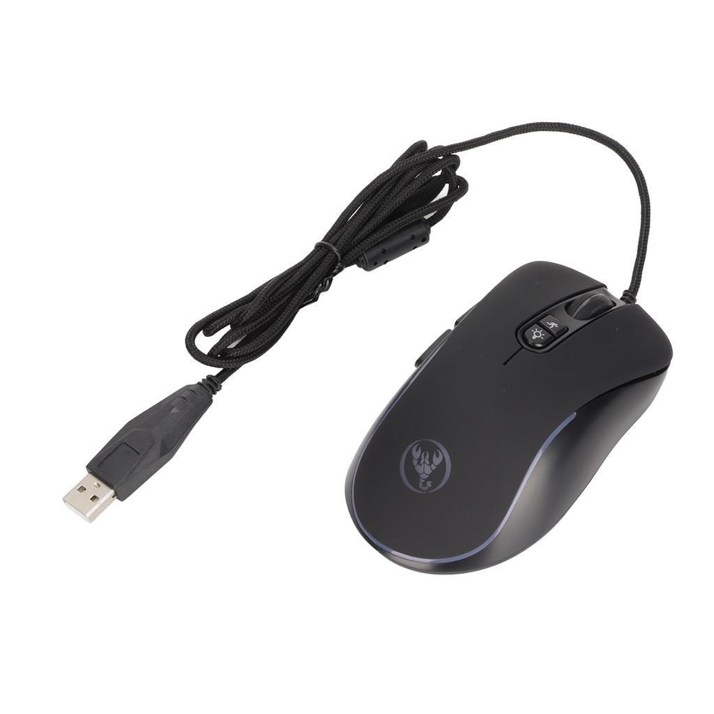 Mechanical Mouse 4800DPI Programmable High Accuracy Ergonomics ABS Gaming Mouse with 6 RGB Colors for Linux for Windows