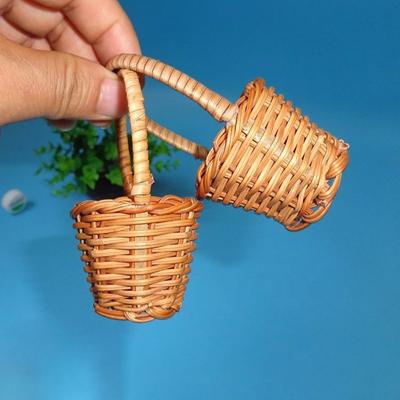 Mini Braid Flower Baskets with Handle Party Supplies Flower Arrangement Basket Packaging Wedding Ornaments Weaving Basket