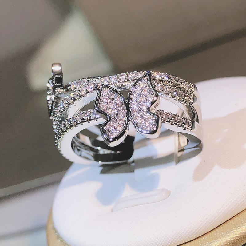 

925 Silver Exquisite Wrap Interwoven Butterfly Ring Ladies Sweet Jewelry Party Birthday Engagement Gift 6