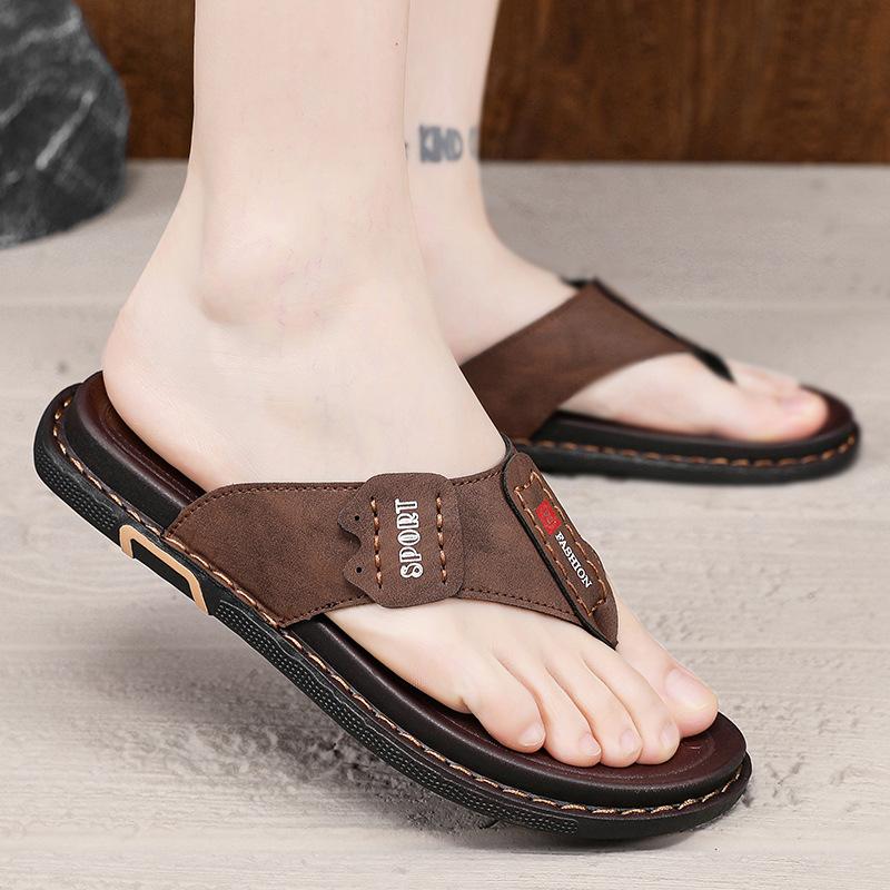 Infradito estive nuove casual leggere con suola spessa resistenti all'usura con faccia in pelle da spiaggia a pinza