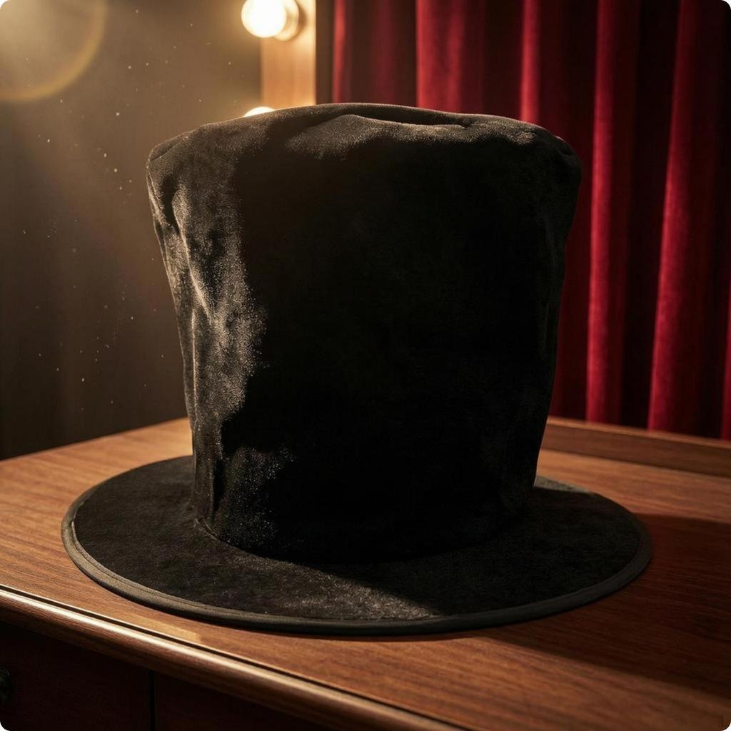Tall Top Hat Stage Costume with Wide Brim Cylindrical Crown Headwear for Entertainers,