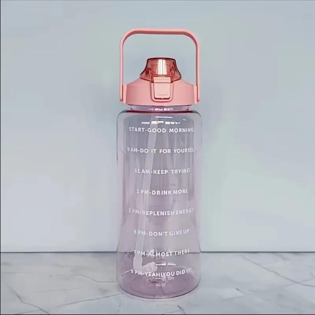 Large Capacity Space Cup Portable Plastic Water Bottle with Straw for Fitness Sports