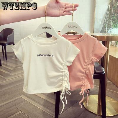 Girls' Short Sleeved T-shirt Summer Outfit Korean Girls' Top Simple Style Letter T-shirt