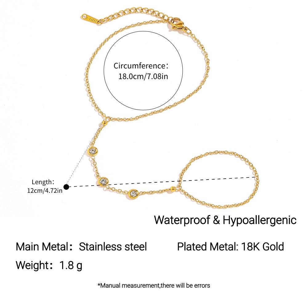 18k Gold-Plated Stainless Steel Bracelet with Diamonds - European American Style