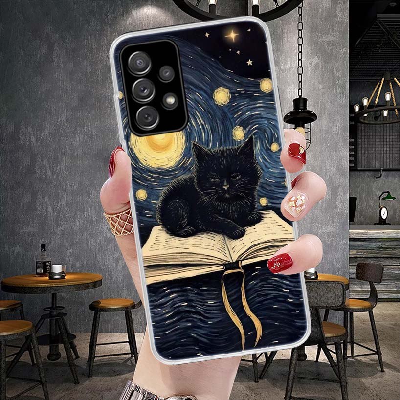 Witch And Cat Colorful Cute Phone Case For Samsung Galaxy A12 A22 A32 A52 A72 A02S A51 A50S A71 A70 A31 A20S Note 20 Ultra S10 A