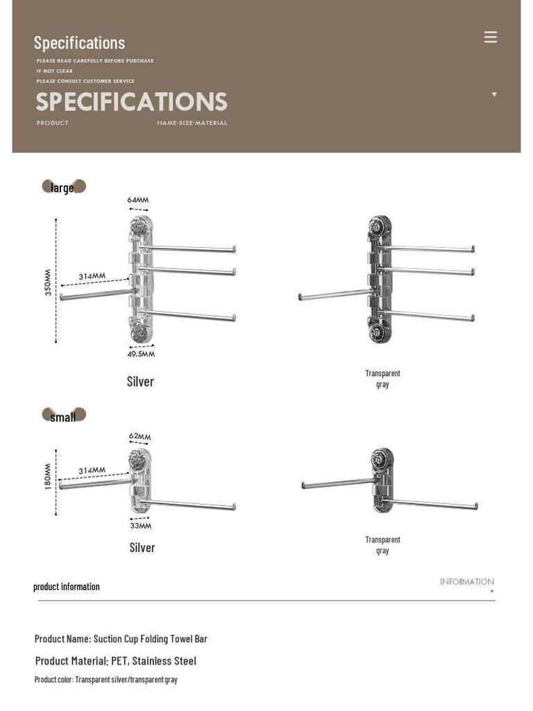 Rotating Wall-Mounted Towel Rack with Suction Cups - Punch-Free, Multi-Functional, Multi-Pole Design for Bathrooms