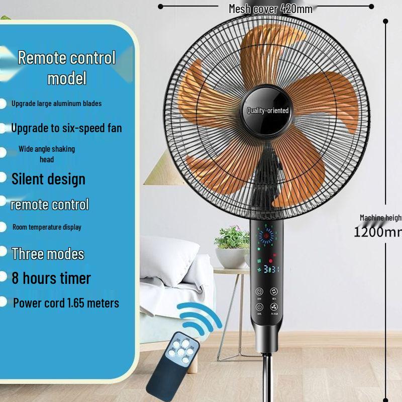 Ventilatore Elettrico Silenzioso a Risparmio Energetico: Ventilatore da Pavimento/Scrivania Oscillante Radiocomandato con Timer Meccanico, Design Verticale e Grande Flusso d'Aria