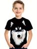 Boys Girls Siberian Husky T Shirt Cool Blue Eyed Husky Dog Portrait Full Print Animal Pet Lover Casual Short Sleeve Top