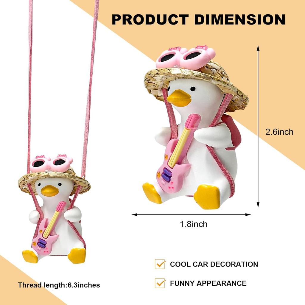 Cool Swinging Duck Car Hanging Ornament, Swing Duck Pendant Rearview Mirror Decoration, Cute Swinging Ducks Interior Mirror Hanging Accessories for
