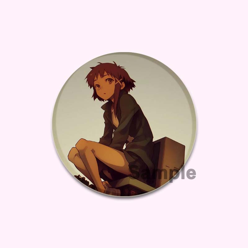 Anime Serial Experiments Lain 32/44/58mm Simple Button Pin Snap In Design Cartoon Brooches Daily Stylish Ornament Handmade Badge