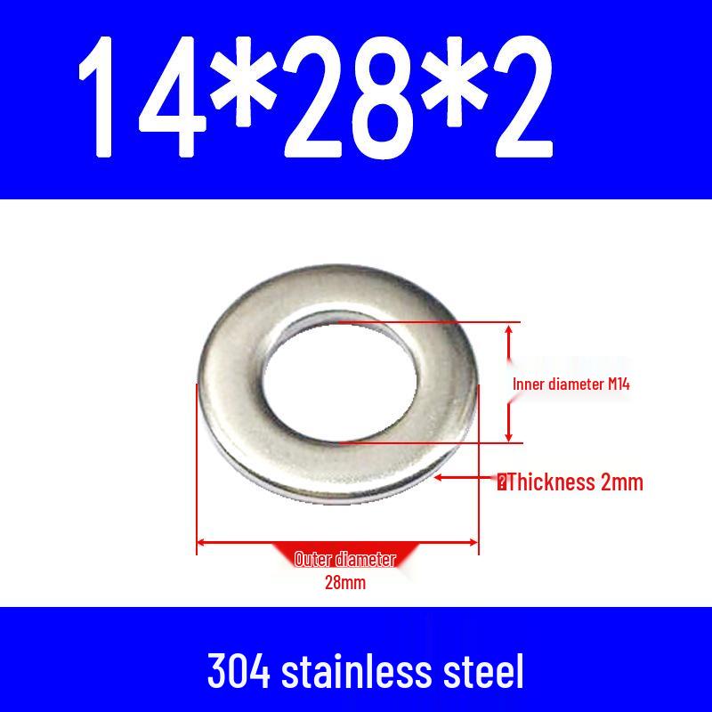 304 Stainless Steel Flat Gasket Washer, Metal Spacer for M2-M20.