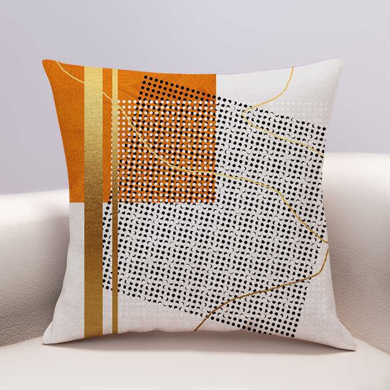 Sofa Cushion Geometric Abstract Cotton Linen Cushion Living Room Large Backrest Pillow Cover with Core