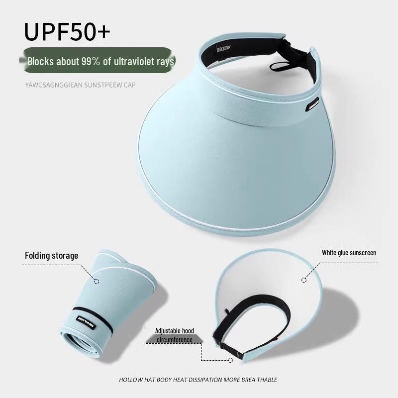 Women's Foldable Summer Sun Hat - UV Protection, Empty Top, Outdoor 2025 Design