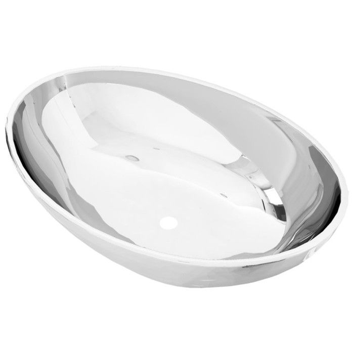 Lavabo en céramique argenté - VIDAXL - Ovale - 40 cm - A poser