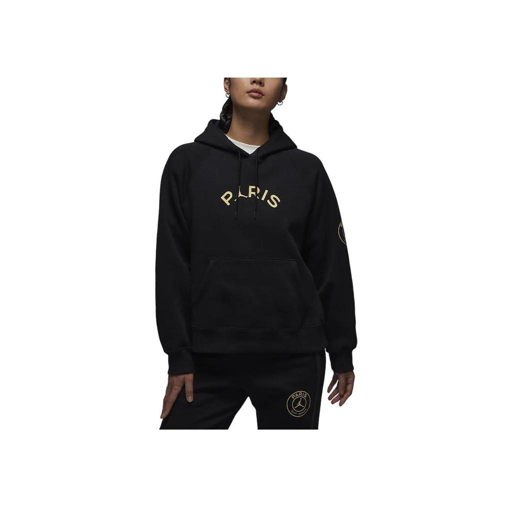 Jordan X PSG Paris Saint-Germain Letter Print Fleece Hoodie - Brooklyn SS24 Collaboration Women Hoodie Black FN5177-010