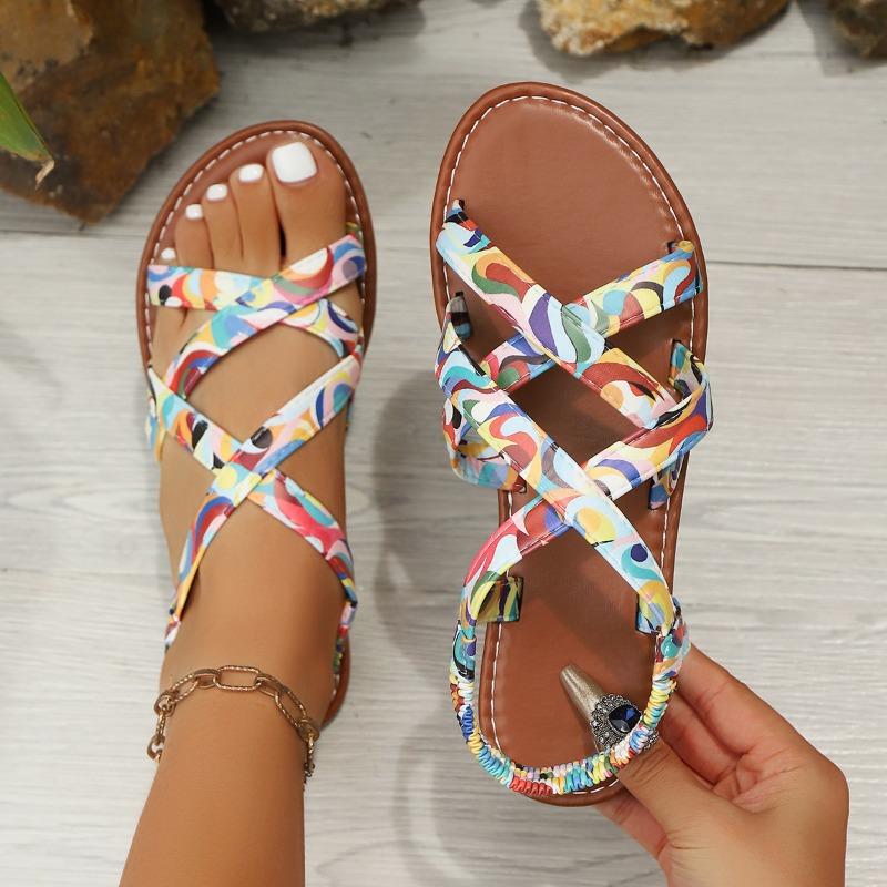 

Woven Sandals Women s 2025 New Flat Sandals Pattern Large Size Sandals 43 різнокольоровий