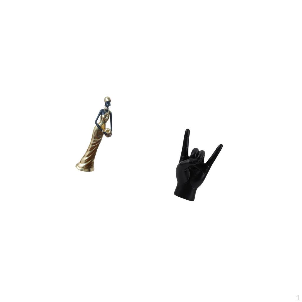 African Tribal Lady Sculpture Figurine with Rock Hand Gesture Creative Finger Statue Lightweight