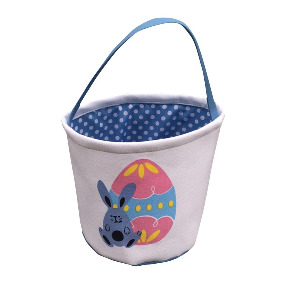 Easter Basket Holiday  Bunny Printed Canvas Gift Carry Candy Bag