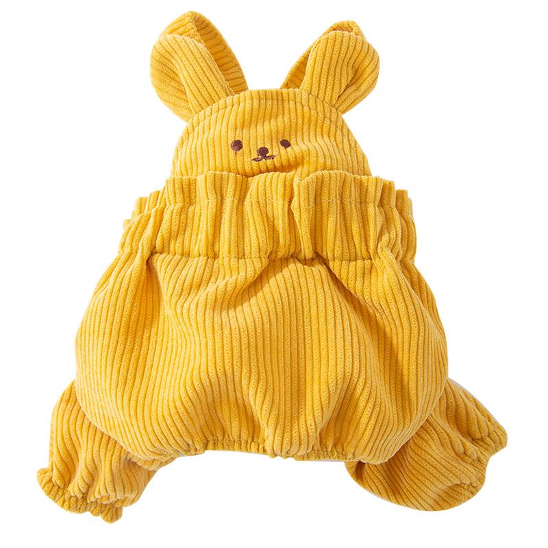 Dog Four-legged Bear Corduroy Overalls Autumn and Winter Warm Teddy Bear Clothing Small Dog Pet Clothing