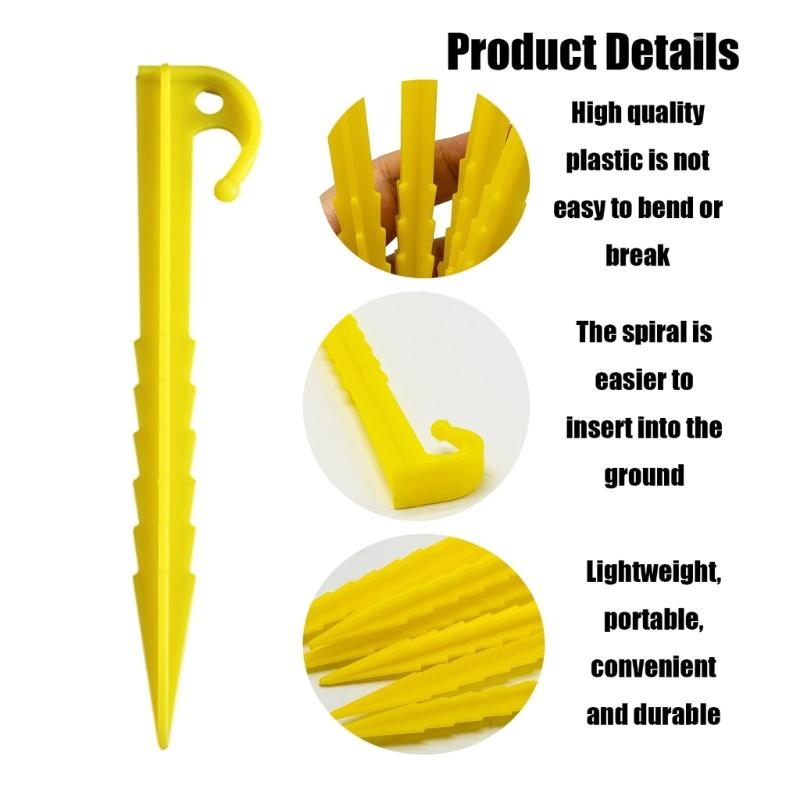 20Pcs Canopy Stake Spirals Plastic Tent Peg Outdoor Blanket Stakes Yard Lawn Peg