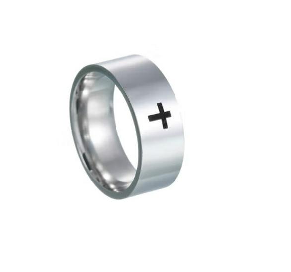 

Кольцо-крест из титановой стали 2024 года выпуска, европейское и американское, 6 мм/8 мм, унисекс – прочное, не выцветает Size 10