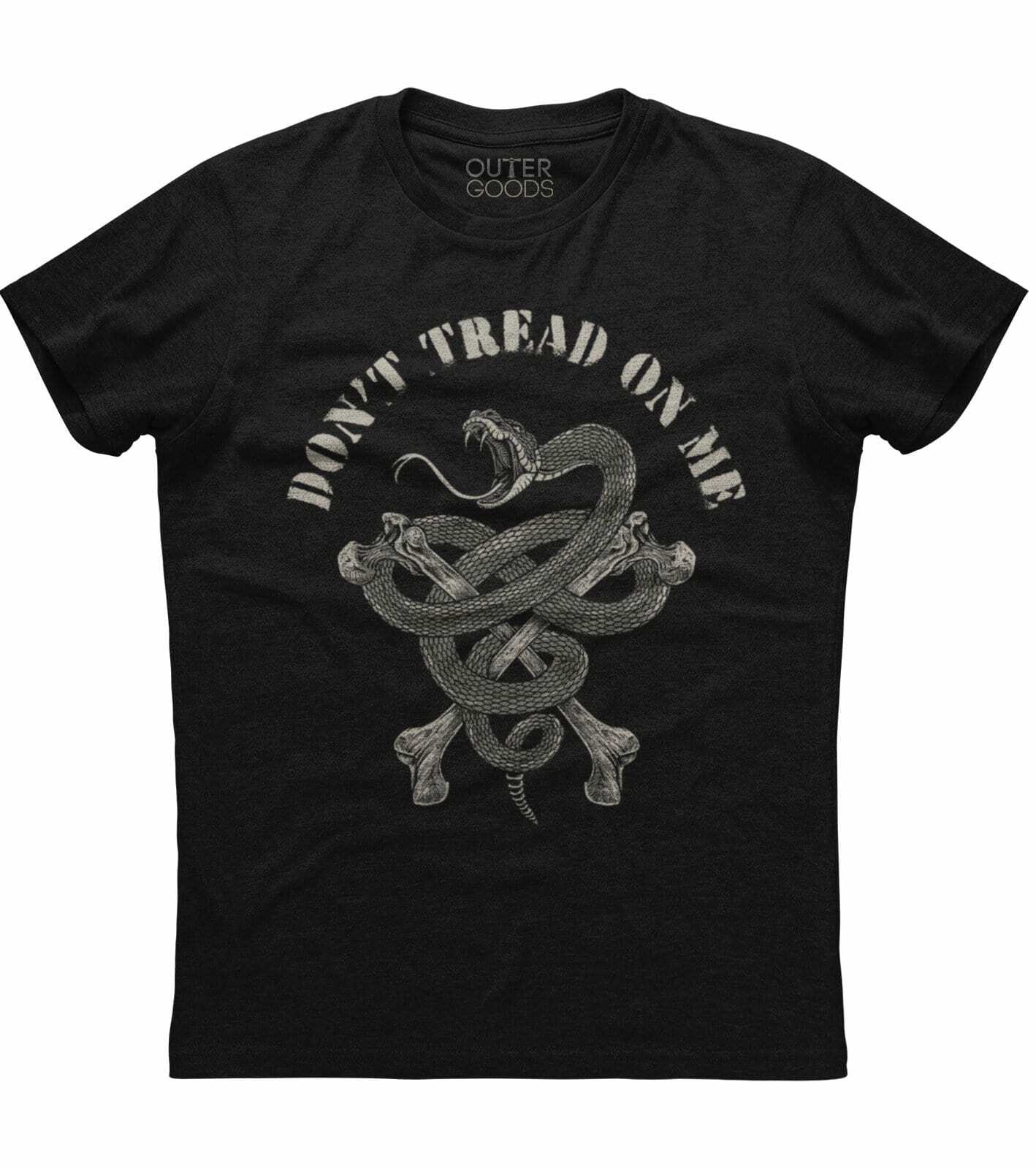 Dont Tread On Me Snake Printed Mens New Patriotic Trending Black T-shirt L