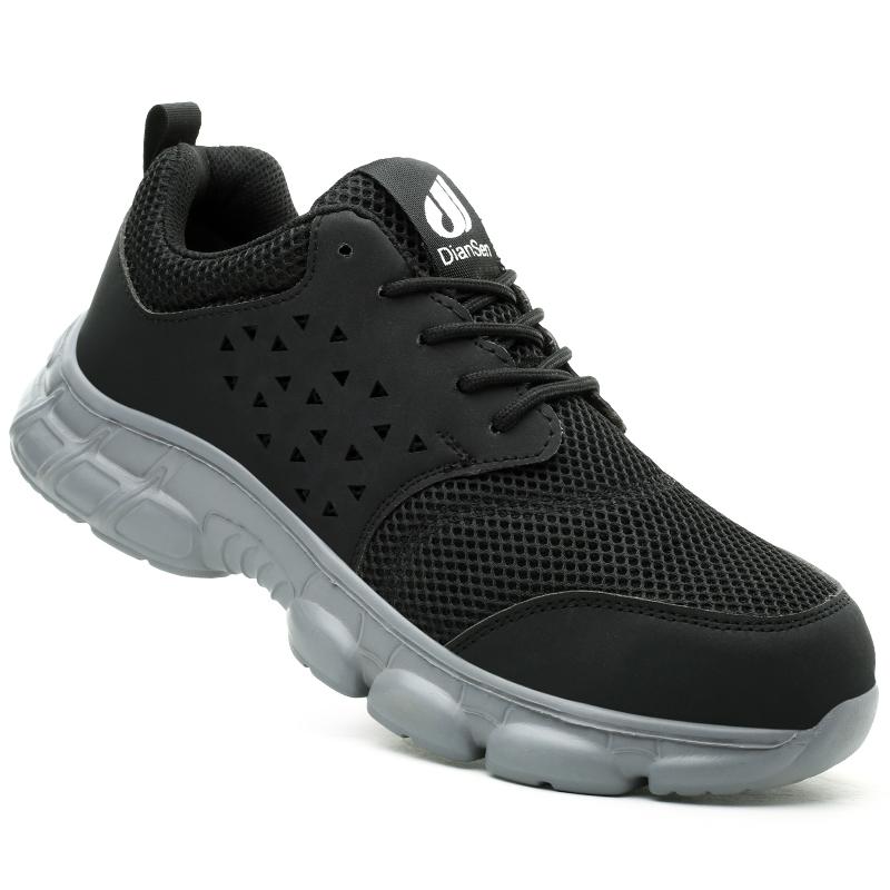 Mens Safety Shoes Steel Toe Boots Work Sneakers Lightweight Anti-Smash Anti-Puncture Protective Boots Breathable Indestructible