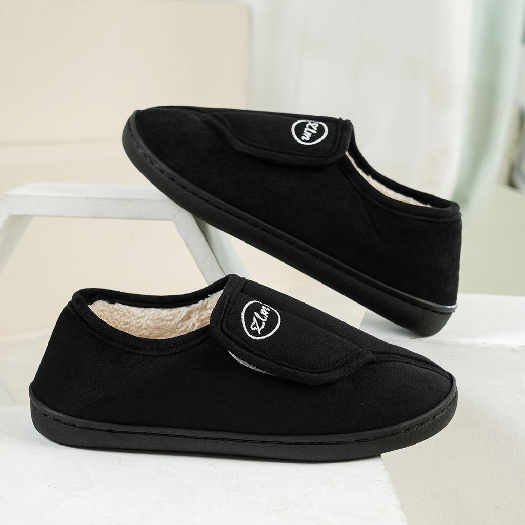 Winter Indoor Woolen Slippers, Home Anti-slip Cotton Slippers, Fleece Velcro Slippers for Home Use