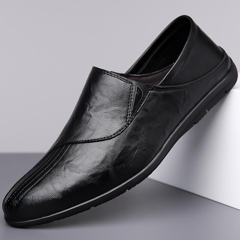 2025 spring and autumn new lazy one-pedal casual leather shoes men's versatile Doudou shoes breathable soft-soled driving shoes 986