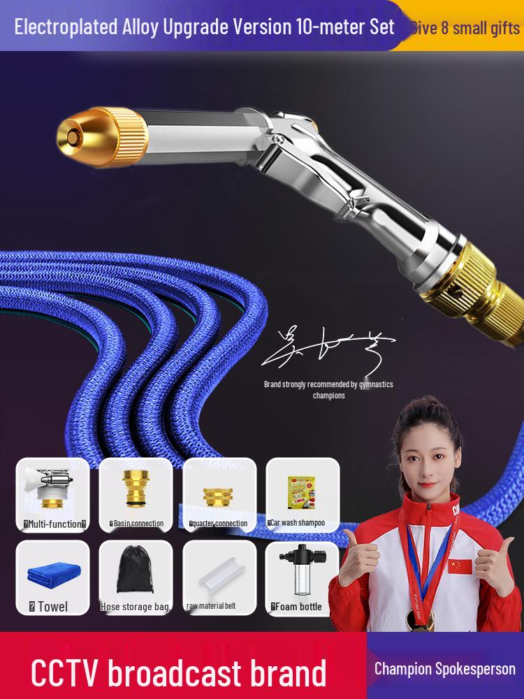High-Pressure Car Wash Water Gun with Telescopic Hose and Powerful Nozzle for Home Use