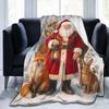 Christmas Blanket Funny Santa Claus Throw Blankets for Girls Boys Super Soft Warm Fleece Flannel Deer Fox Animal Throws Gifts