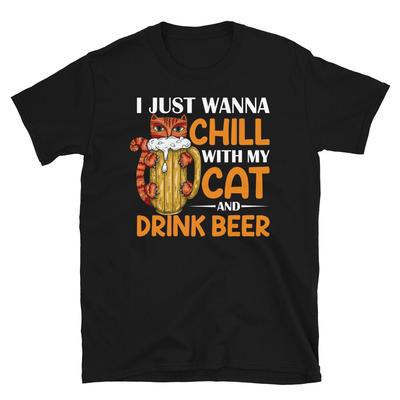 Entspanne dich & trink Bier Süße Katze Lustiges Tier Kätzchen Katzen T-Shirt