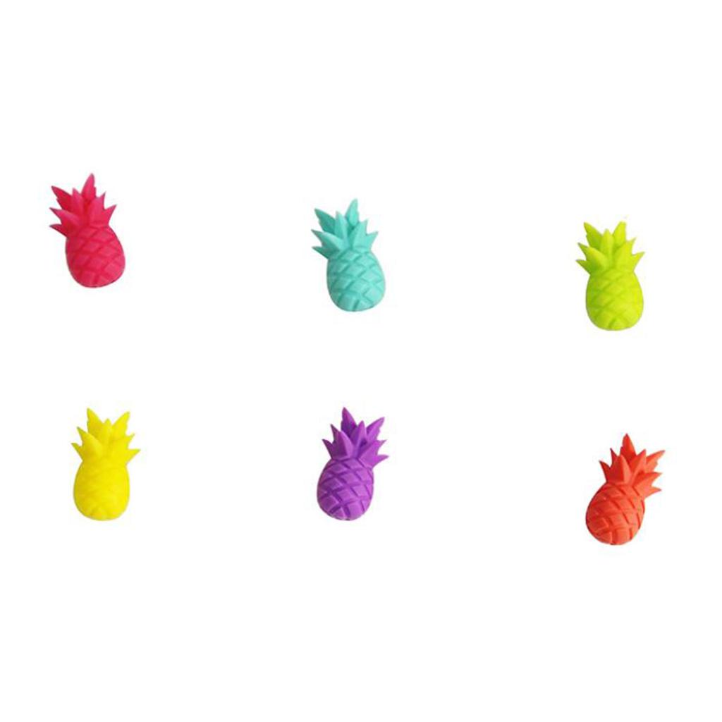 Wine Glass Markers Set of 6 Cute Pineapple Silicone Drink Glass Charms Tags Identification Cup Labels Signs for Party