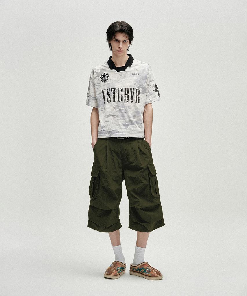 NOT4NERD Knee Tuck Parachute Cargo Bermuda Shorts - Khaki