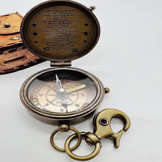 Boy Scout Compass, Brass Compass Hiking Survival for Men with Leather Case, Baptism Gifts for Boys, Men